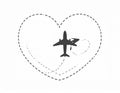 Plane heart. Holiday Banner Heart and Plane. Illustration Royalty Free Stock Photo