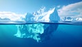 Underwater iceberg ilustration 3d render Royalty Free Stock Photo