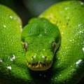 Emerald boa green constrictor snake wild animal. A close-up portrait of an emerald boa Royalty Free Stock Photo