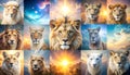 Animals collage. Collage with different animal faces Royalty Free Stock Photo