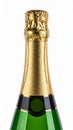 Champagne bottle. Neck of a bottle of Champagne on white background Royalty Free Stock Photo