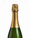 Champagne bottle. Neck of a bottle of Champagne on white background Royalty Free Stock Photo