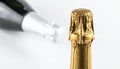Champagne bottle. Neck of a bottle of Champagne on white background Royalty Free Stock Photo