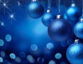Blue Christmas background. Glittering blue Christmas ornaments background Royalty Free Stock Photo