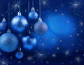 Blue Christmas background. Glittering blue Christmas ornaments background Royalty Free Stock Photo
