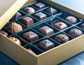 Close-up of open box of chocolates Royalty Free Stock Photo