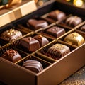 Close-up of open box of chocolates Royalty Free Stock Photo