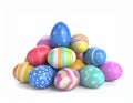 Pile of colorful Easter eggs isolated on white - 3d render Royalty Free Stock Photo