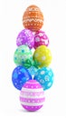 Pile of colorful Easter eggs isolated on white - 3d render Royalty Free Stock Photo