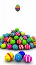 Pile of colorful Easter eggs isolated on white - 3d render Royalty Free Stock Photo
