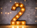 Lights in the shape of numbers. Lights in the shape of the number 2 Royalty Free Stock Photo