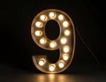 Lights in the shape of numbers. Lights in the shape of the number 9 Royalty Free Stock Photo