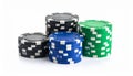 Pile of poker chips on white Royalty Free Stock Photo