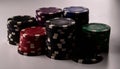 Pile of poker chips on white Royalty Free Stock Photo