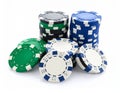 Pile of poker chips on white Royalty Free Stock Photo
