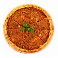 Lahmacun (Turkish pizza) on white background Royalty Free Stock Photo
