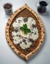 Lahmacun (Turkish pizza) on white background Royalty Free Stock Photo