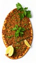 Lahmacun (Turkish pizza) on white background Royalty Free Stock Photo