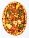 Lahmacun (Turkish pizza) on white background Royalty Free Stock Photo