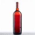 A translucent glass bottle filled with red liquid, possibly wine, stands upright. Royalty Free Stock Photo