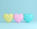 Colorful hearts background - 3d render Royalty Free Stock Photo