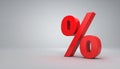Red percent sign - 3D render Royalty Free Stock Photo