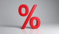 Red percent sign - 3D render Royalty Free Stock Photo