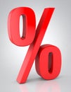 Red percent sign - 3D render Royalty Free Stock Photo