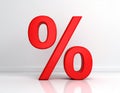 Red percent sign - 3D render Royalty Free Stock Photo