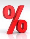 Red percent sign - 3D render Royalty Free Stock Photo