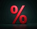 Red percent sign - 3D render Royalty Free Stock Photo