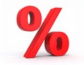 Red percent sign - 3D render Royalty Free Stock Photo