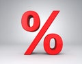 Red percent sign - 3D render Royalty Free Stock Photo