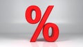 Red percent sign - 3D render Royalty Free Stock Photo