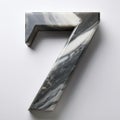Number seven designed with a marble texture, featuring shades of gray, black, and white. Royalty Free Stock Photo