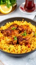 Traditional Turkish chicken on a rice (tavuklu pilav). Traditional Turkish chicken Royalty Free Stock Photo
