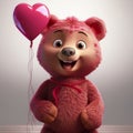 Teddybear heart balloons birthday card cartoon Royalty Free Stock Photo