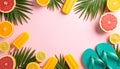 Flat Lay of Popsicles, Citrus, and Tropical Summer Vibes Royalty Free Stock Photo