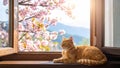 AI Generated image of a cat sunbathing Royalty Free Stock Photo
