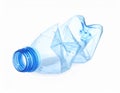 One crumpled plastic bottle isolated on white Royalty Free Stock Photo