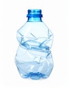 One crumpled plastic bottle isolated on white Royalty Free Stock Photo
