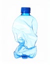 One crumpled plastic bottle isolated on white Royalty Free Stock Photo