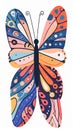 Vector hand drawn butterfly in flat style isolated on white background. Royalty Free Stock Photo