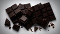 Pieces of delicious dark chocolate isolated on white Royalty Free Stock Photo