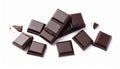 Pieces of delicious dark chocolate isolated on white Royalty Free Stock Photo