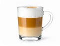 Tasty latte macchiato in glass cup isolated on white Royalty Free Stock Photo