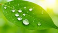 Green leaf with drops of water Royalty Free Stock Photo