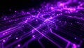 Futuristic Circuit Design in Purple and Black with Glowing Nodes Royalty Free Stock Photo