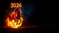 Image of a red fire horse galloping through the flames, symbol of the year 2026 according to the Eastern calendar Royalty Free Stock Photo
