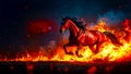 Image of a red fire horse galloping through the flames, symbol of the year 2026 according to the Eastern calendar Royalty Free Stock Photo